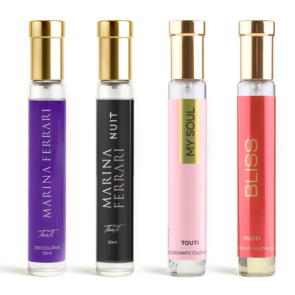 Kit Para toda Ocasião: Marina Ferrari 30ml + Nuit 30ml + My Soul 30ml + Bliss 30ml
