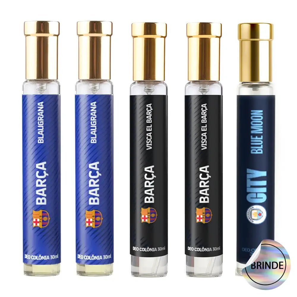 Kit BARCELONA: 2 Blaugrana + 2 Visca El Barça + Brinde - Touti Cosmetics