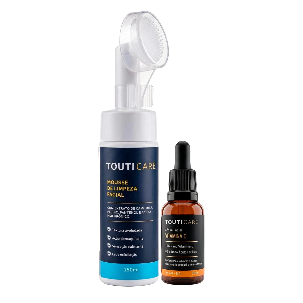 Kit: Mousse Limpeza Facial 150ml + Sérum Vitamina C - Touti Cosmetics